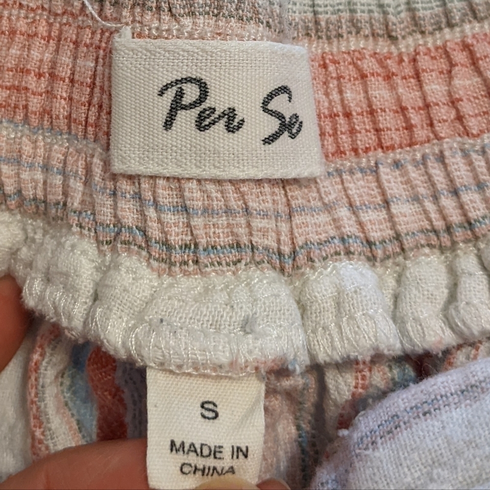 Linen Blend Per SE elastic waist shorts size Small - Picture 3 of 9